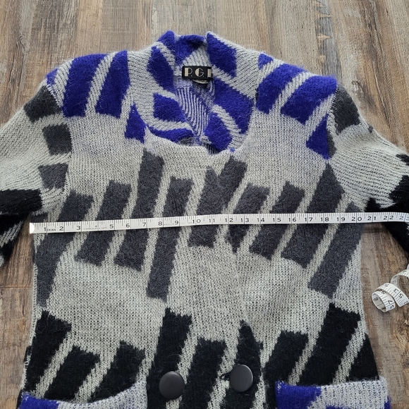 Vintage 1980s Mohair Blend Oversized Thick Fuzzy Blazer Style Cardigan Sweater - Picture 8 of 12